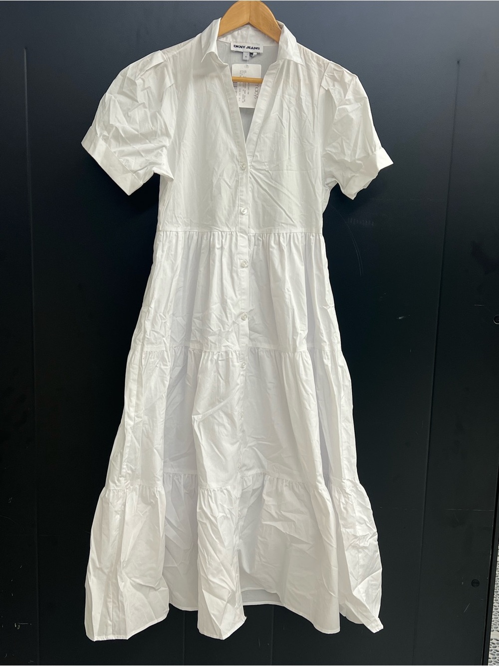 Dkny White Tiered Button-Down Girls Dress